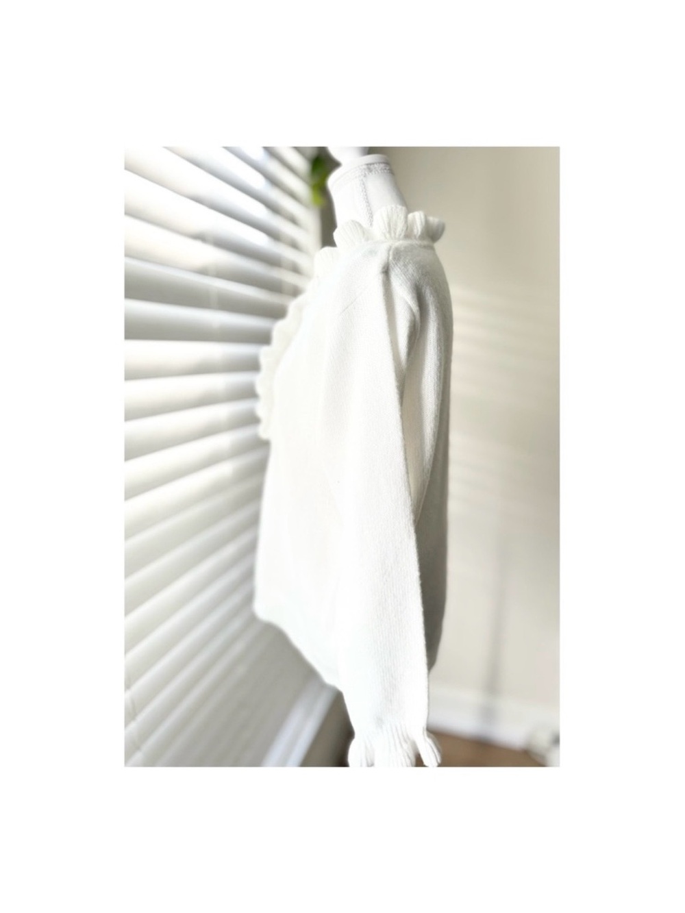 White Ruffle-Trim Button Sweater - Picture 4 of 6